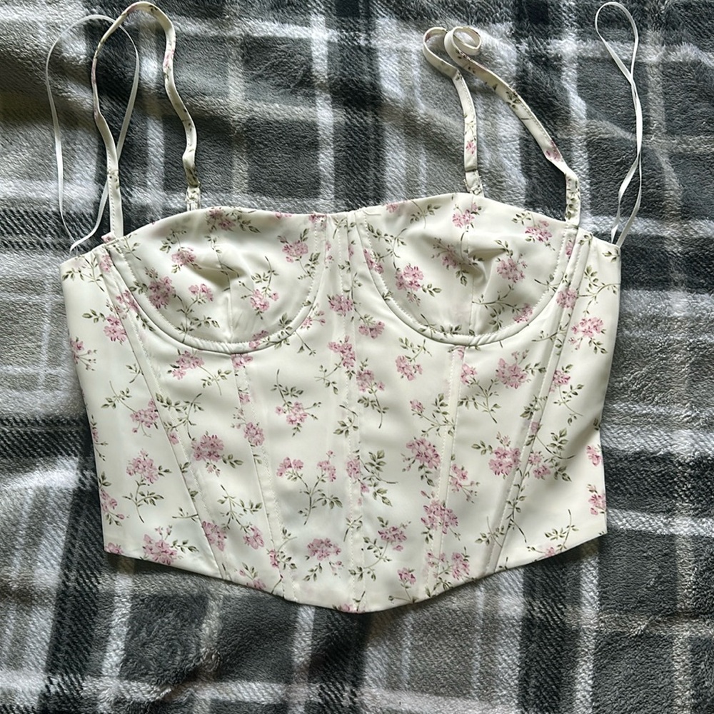 White floral corset top size small